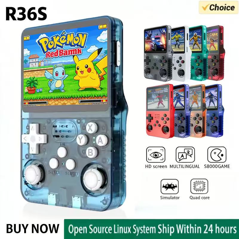 Gaming Console X6 - R36S Handheld-Spielkonsole ARKOS-System 3,5 Zoll IPS-Bildschirm