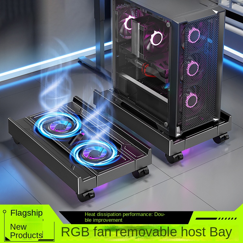 Gaming Console Tower - BEISHI Verstellbarer Computer-CPU-Halter mit RGB-Lüfter, Wärmeableitung,