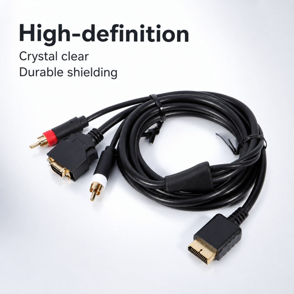 Gaming Console Definition - Vergoldetes AV-Kabel für PS2 PS3 Konsole,