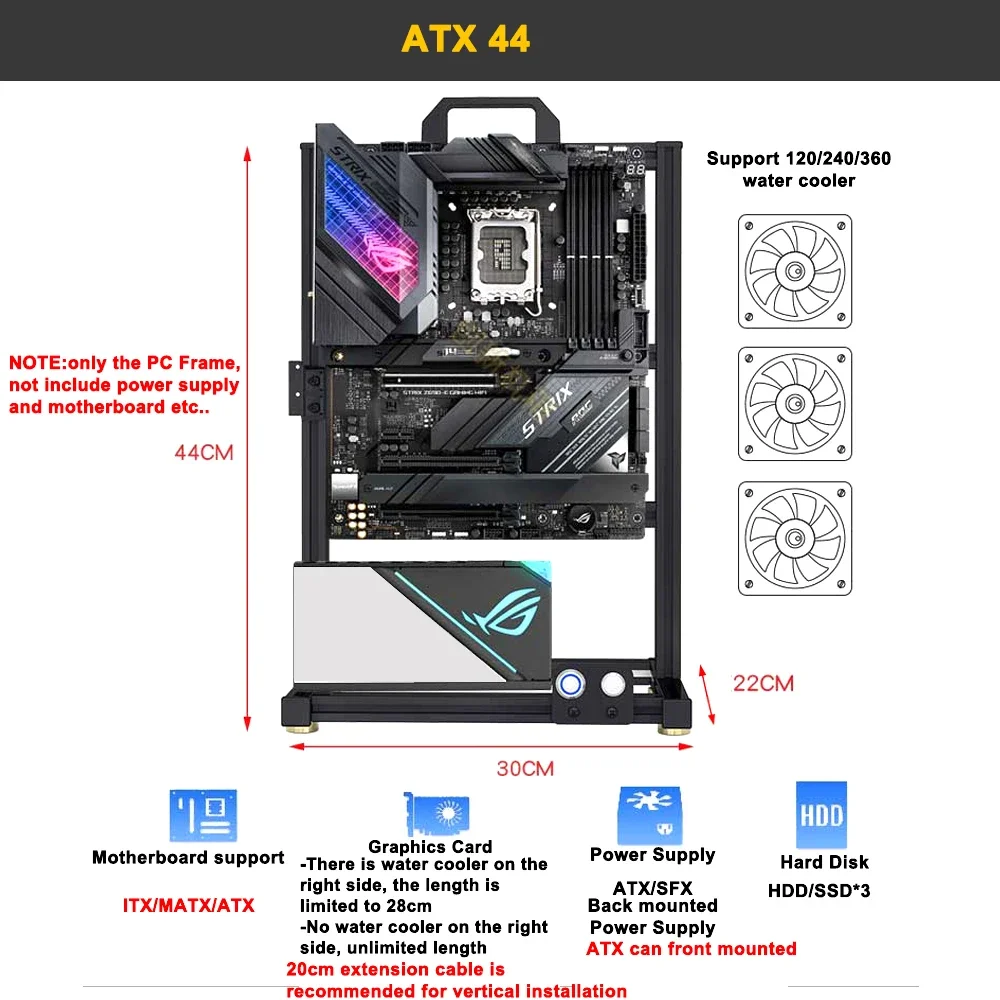 Modding EATX Offener PC-Gehäus – Gaming Console Tower Bewertung und Preis